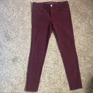 NWT AEO sateen Maroon Jegging
